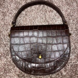 Raisin brown croc leather Madewell bag